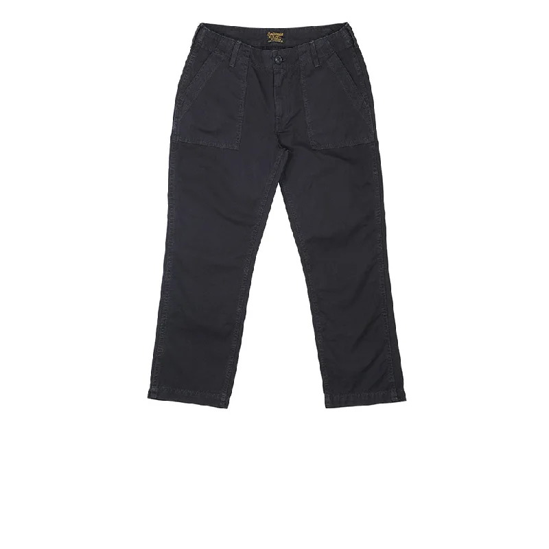 ladies' bell-bottom jeans -Military Cotton Twill Crop Pant - Black Coal