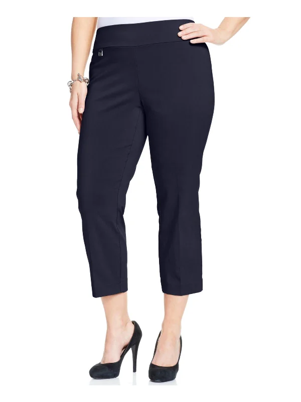 ladies' tapered trousers -Plus Womens Classic Fit Tummy Control Capri Pants