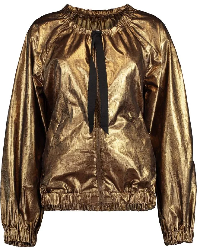 stylish coats for women -Volvada Metallic Jacket