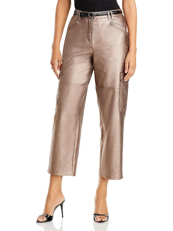 women's cargo pants -Diana Womens High Rise Cropped Cargo Pants