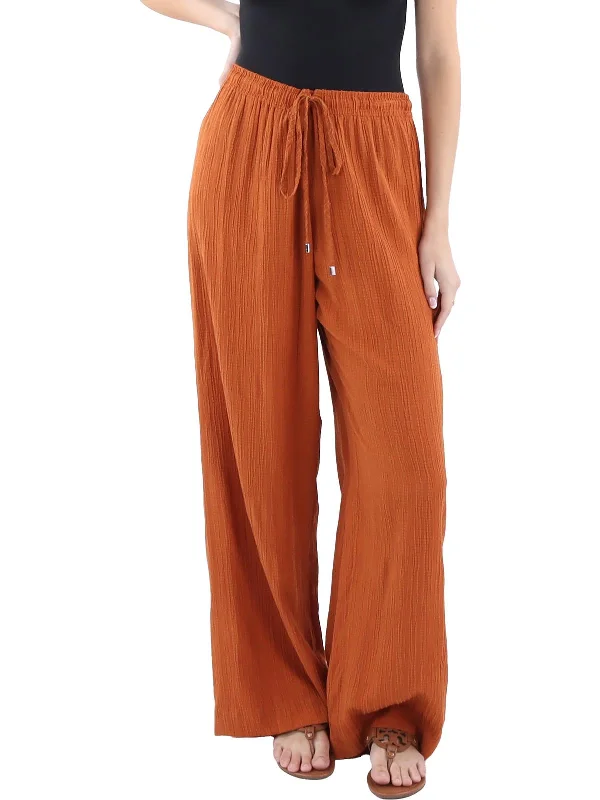 women's pleated skirts -Womens High Rise Drawstring Wide Leg Pants