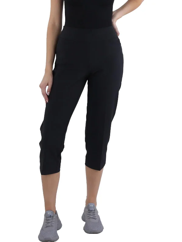 ladies' wide-leg trousers -Womens Pockets Capri Capri Pants