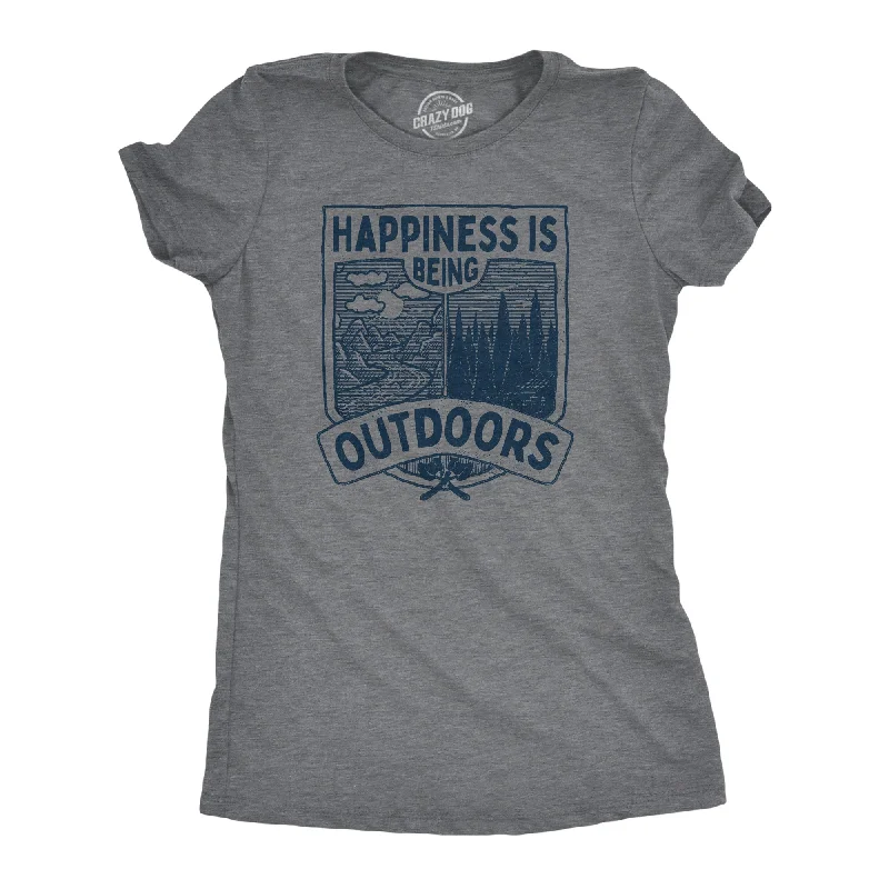 women's pastel blouses -Hapiness Is Being Outdoors Women's T Shirt