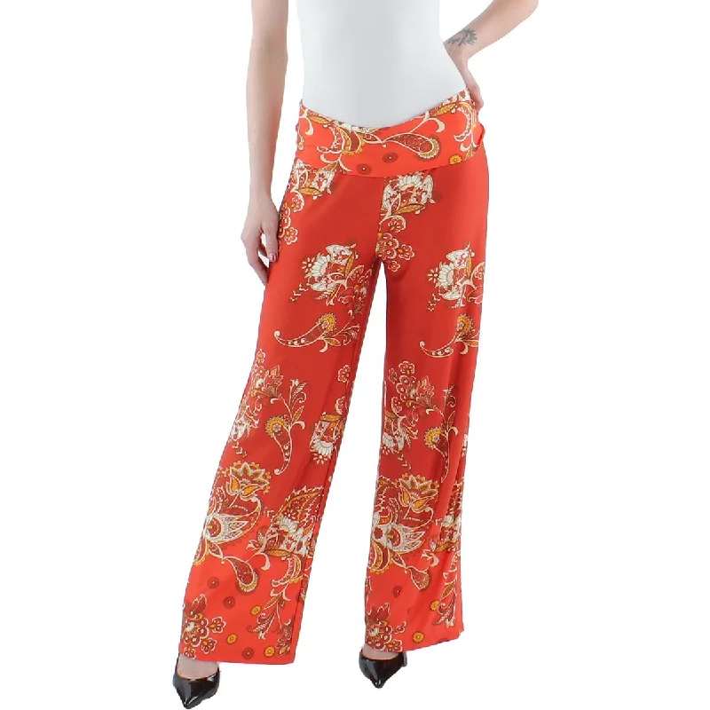 women's chiffon skirts -White Mark Womens Jersey Printed Palazzo Pants