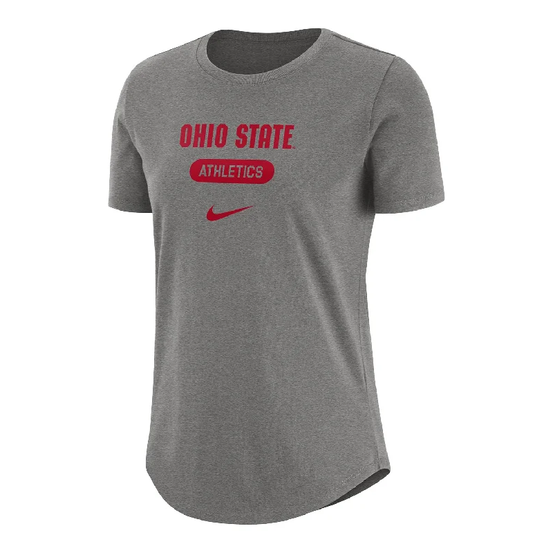 ladies' striped blouses -Ladies Ohio State Buckeyes Nike University Crew Gray T-Shirt