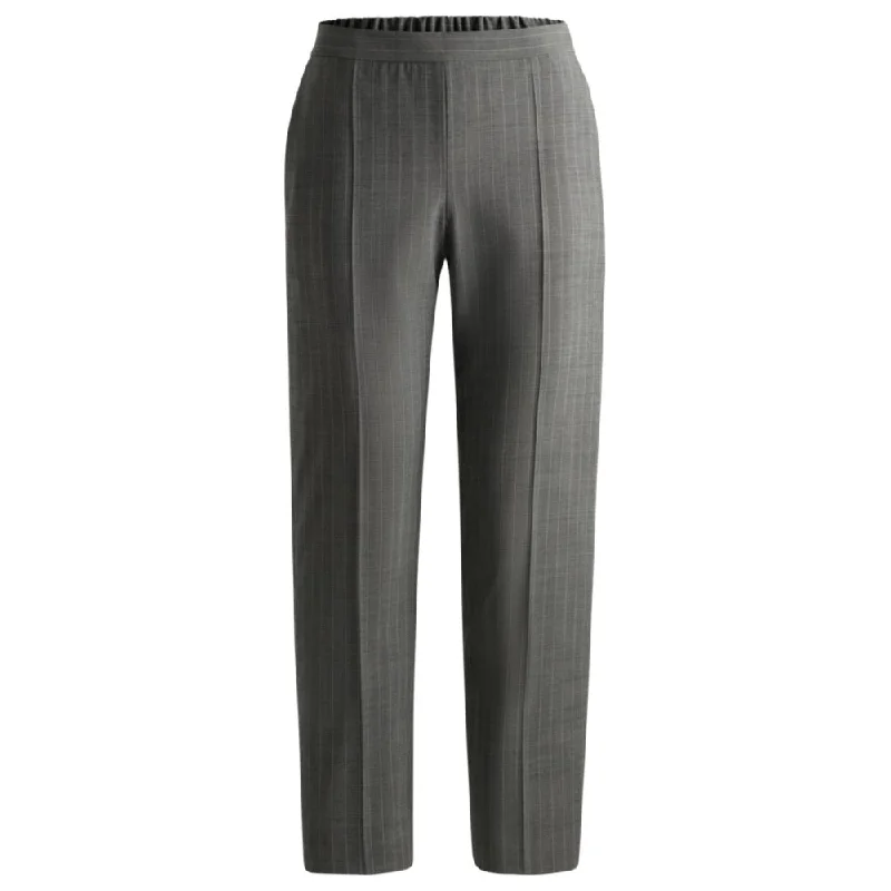 women's jogger pants -Regular-fit trousers in striped wool