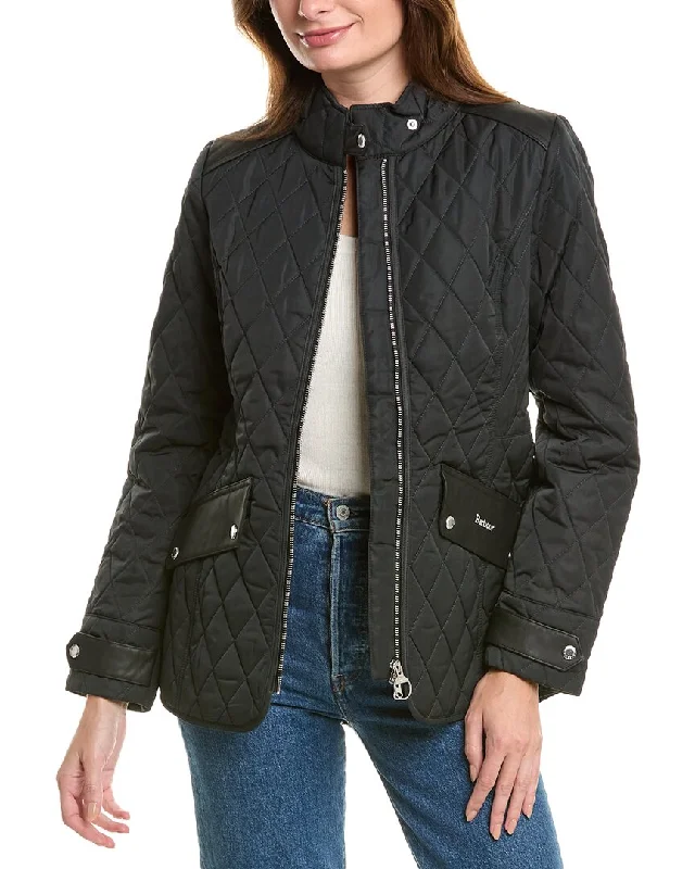 lightweight jackets for women -Barbour Cavalry Leather-Trim Quilted Jacket