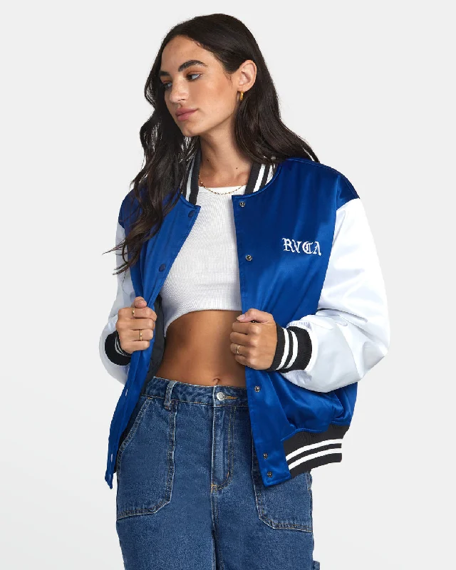 warm padded jackets for women -Niesa Bomber Jacket - True Blue