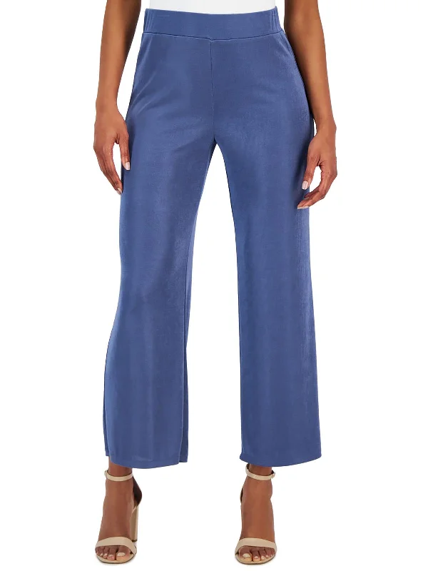 stylish trousers for women -Womens Stretch Knit Wide Leg Pants