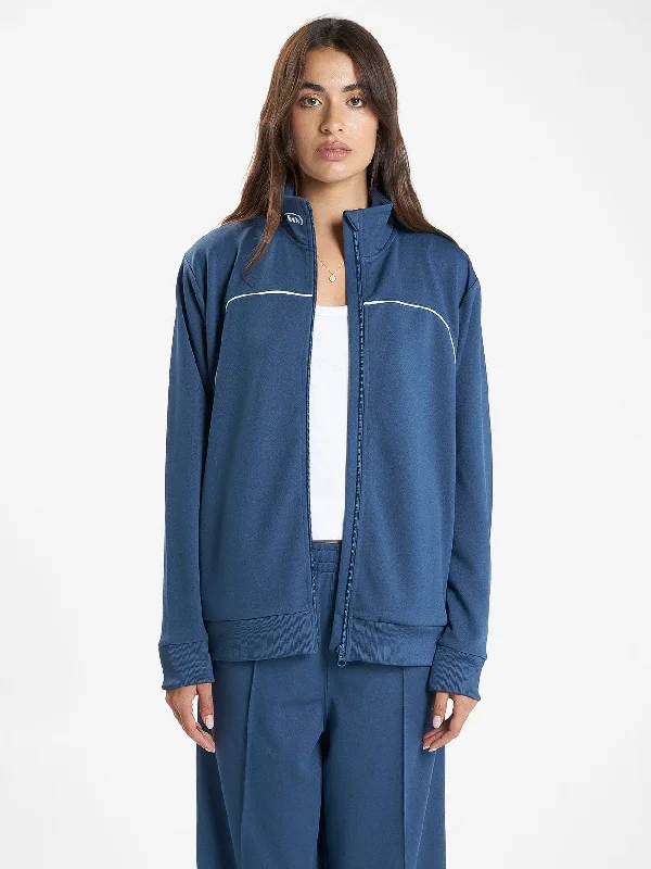 stylish wool coats for women -Sphere Tricot Track Jacket - Ensign Blue