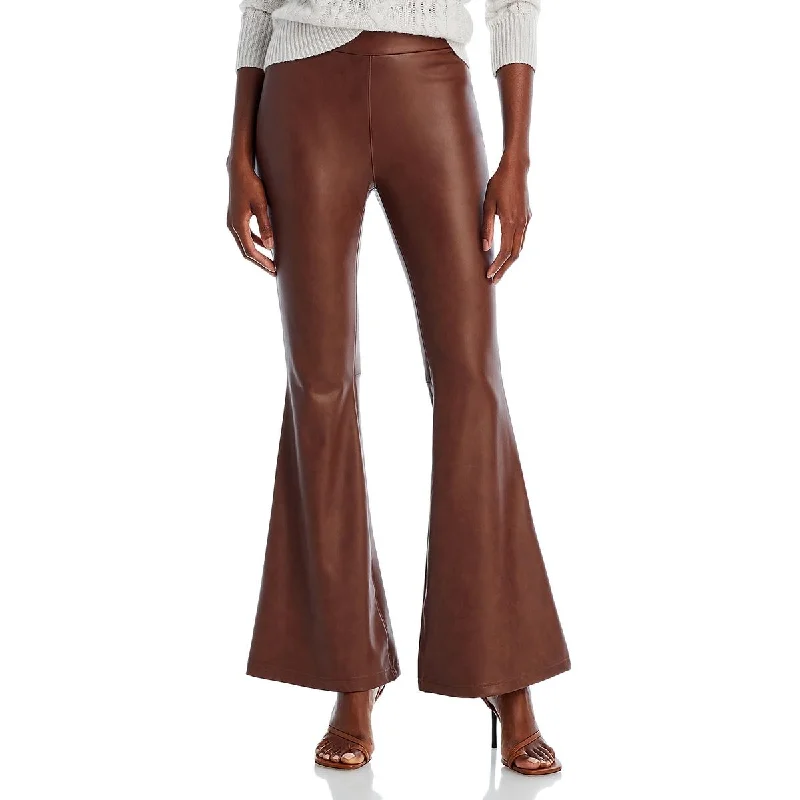 women's faux wrap skirts -BAGATELLE.NYC Womens Faux Leather High Waist Flared Pants