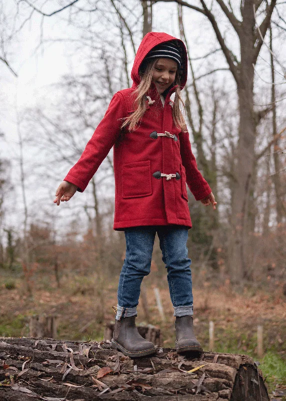 women’s belted blazers -St Malo duffle-coat for children - in wool cloth (ROUGE)