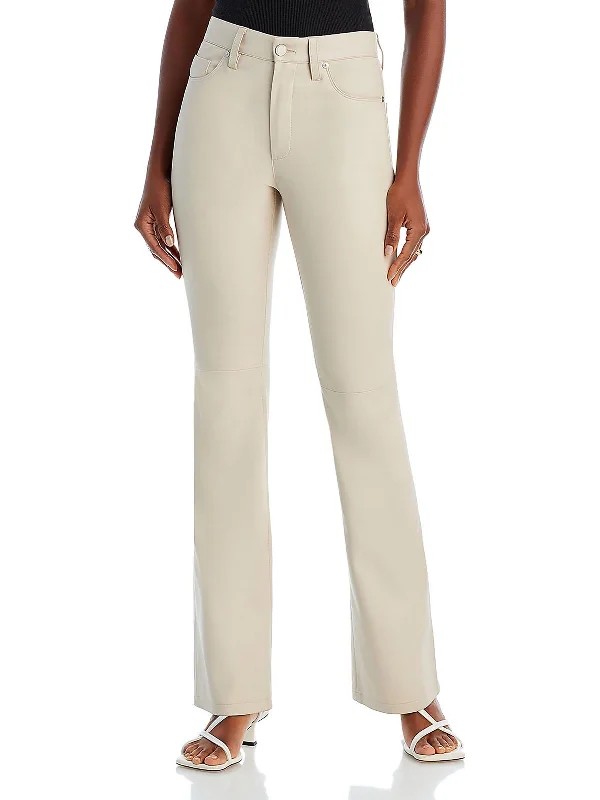 classic chino pants for women -Womens Faux Leather Casual Ankle Pants