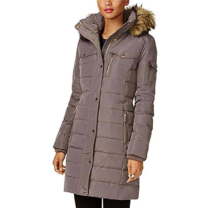 ladies' sherpa jackets -MICHAEL Michael Kors Women's Down Winter Coat with Faux Fur Hood