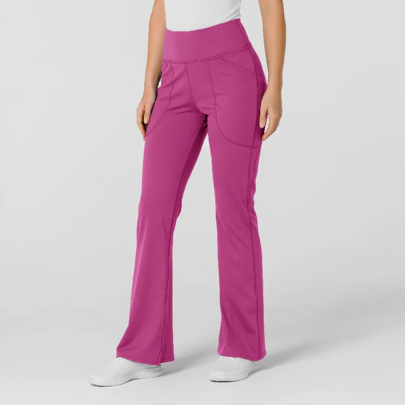 women's lounge pants -RENEW Knit Women's Flare Yoga Scrub Pant - Raspberry