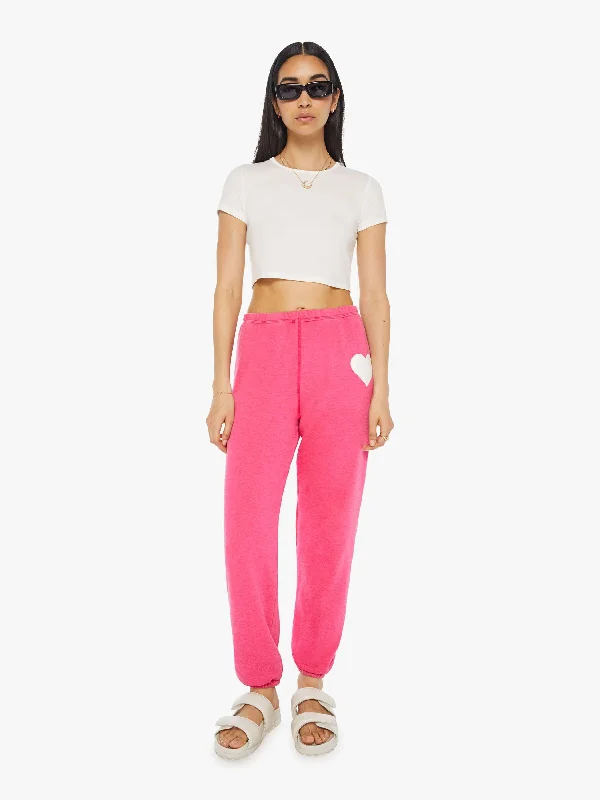 women's fitted trousers -SPRWMN Heart Sweatpants - Hot Pink