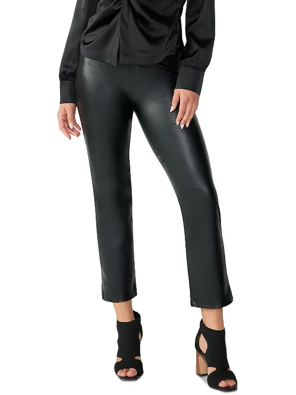 casual skirts for women -Carnaby Kick Womens Faux Leather Skinny Cropped Pants