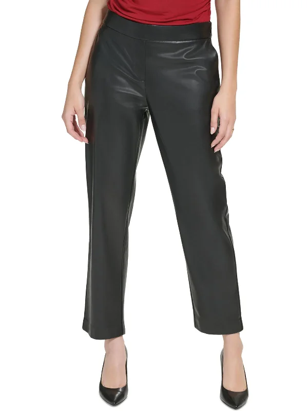 women's knee-length skirts -Womens Faux Leather High Rise Leggings