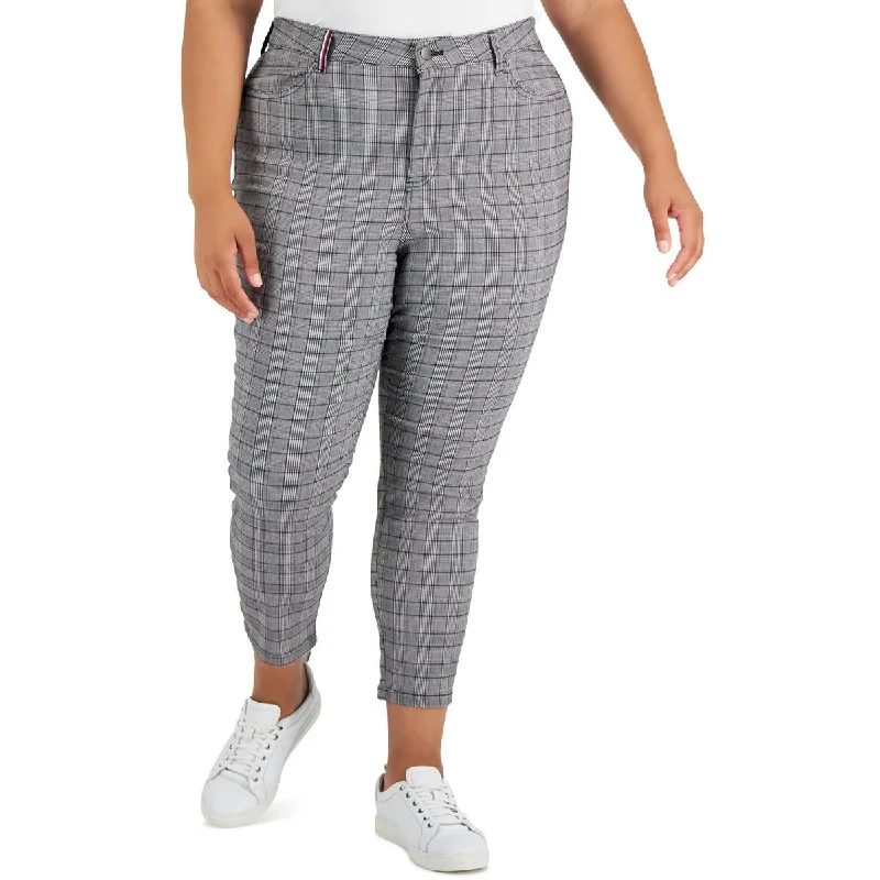 casual skirts for women -Tommy Hilfiger Womens Woven Plaid Skinny Pants