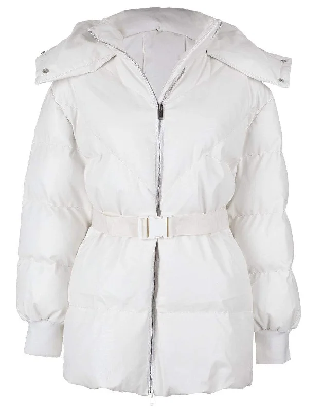 women's puffer jackets -Pure White Kayla Quilted Puffer Jacket