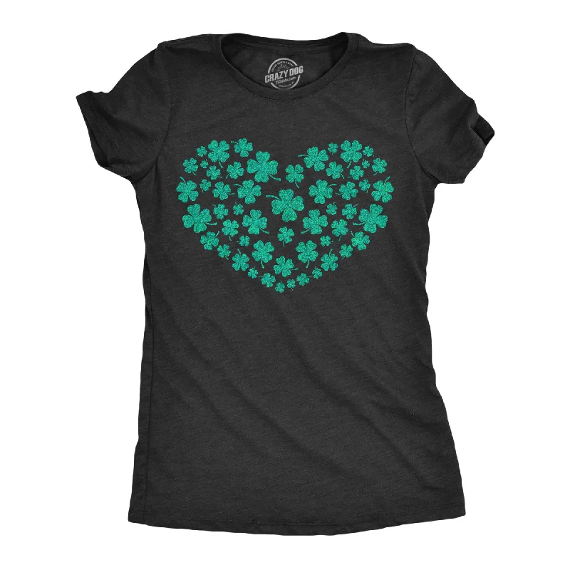 women's formal blouses -Glitter Clover Heart Women's T Shirt