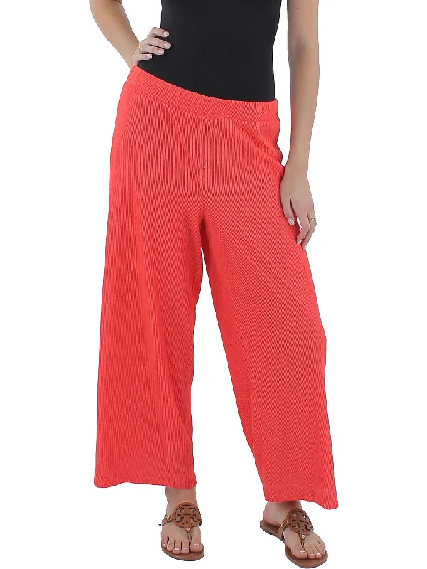 trendy skirts for women -Womens Crinkled Crop Wide Leg Pants