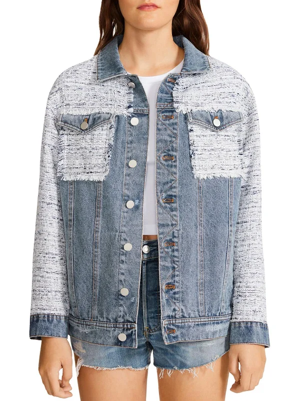 women's denim jackets -Womens Denim Tweed Trucker Jacket