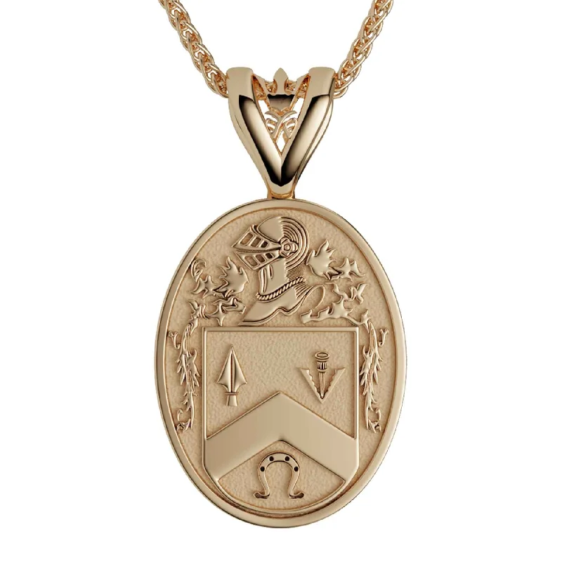 stylish blazers for women -10K Gold Large Oval Shield Coat of Arms Necklace