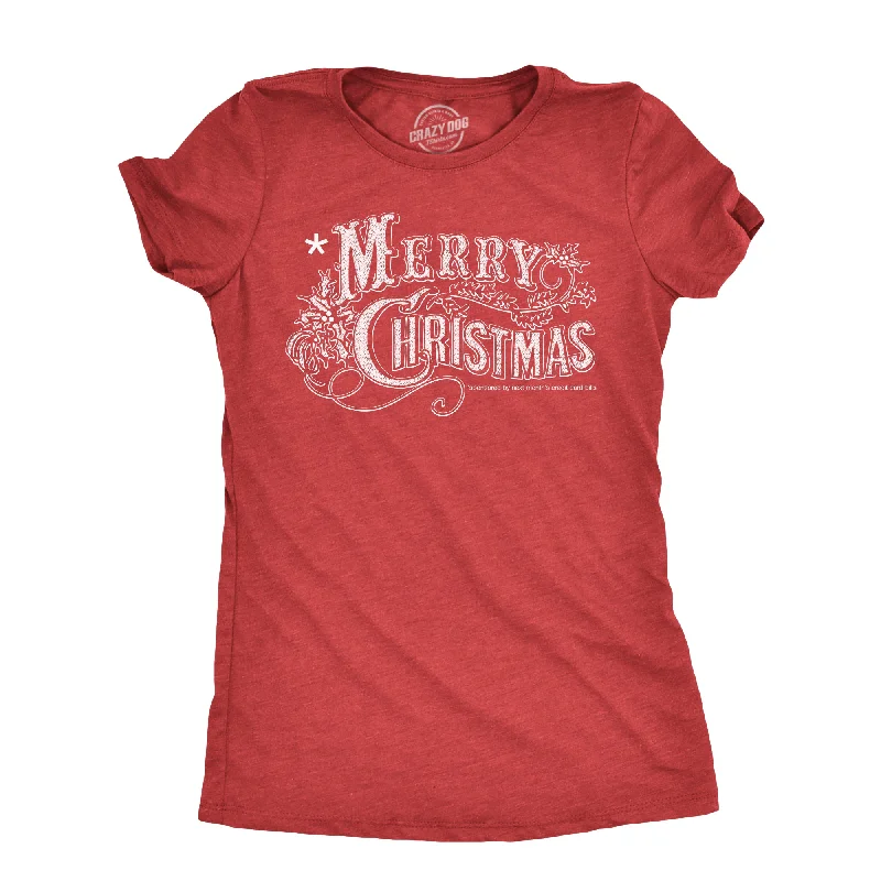 women's henley tops -Merry Christmas Credit Card Women's T Shirt