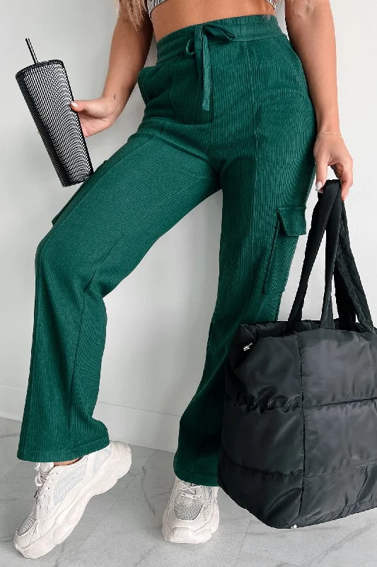 classic chino pants for women -Sunday Signature Cargo Sweatpants (Midnight Green)