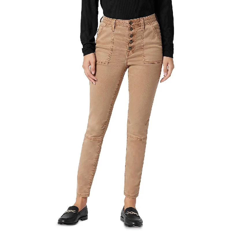 ladies' jogger sweatpants -Joie Womens Ankle Zippers High Waist Skinny Pants