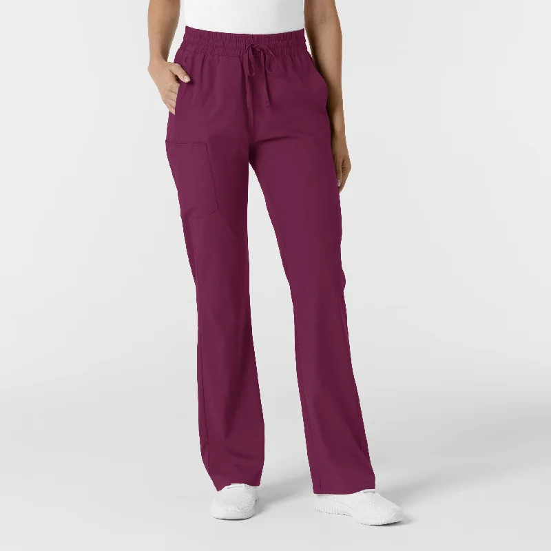 casual shorts for women -Boundless Women's Bootcut Scrub Pant - Wine