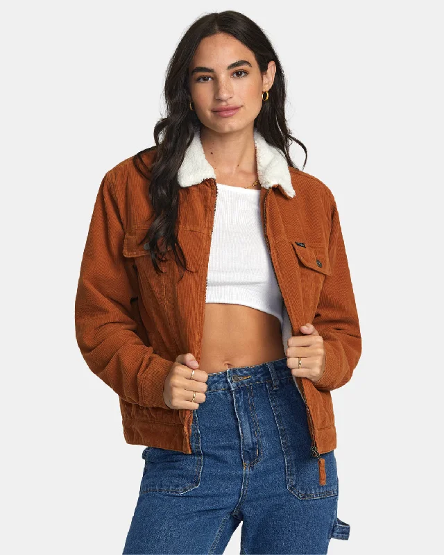 women's casual coats -Tapped Sherpa Jacket - Caramel