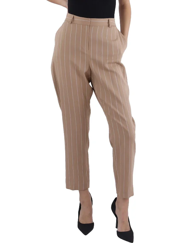 ladies' formal wide-leg trousers -Shannon Womens Pinstripe High Rise Straight Leg Pants