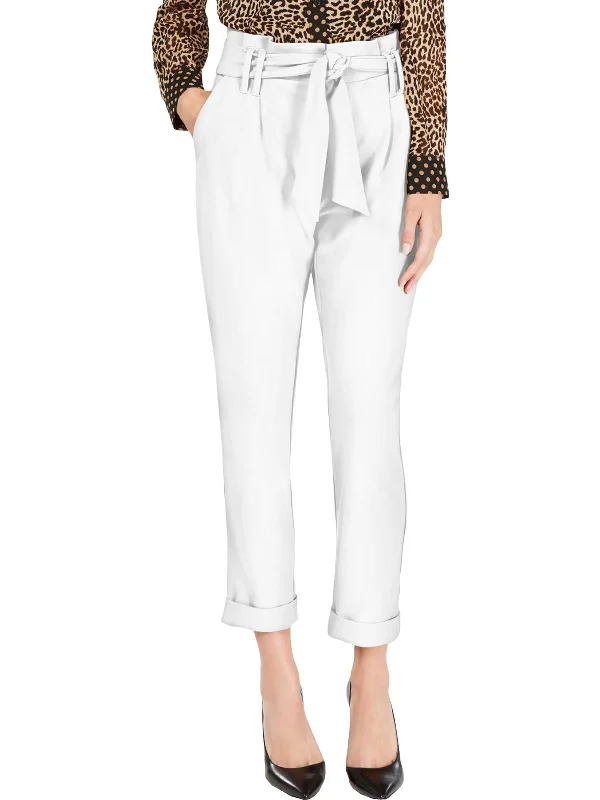 women's tailored trousers -Womens Paperbag Tapered Leg Pants