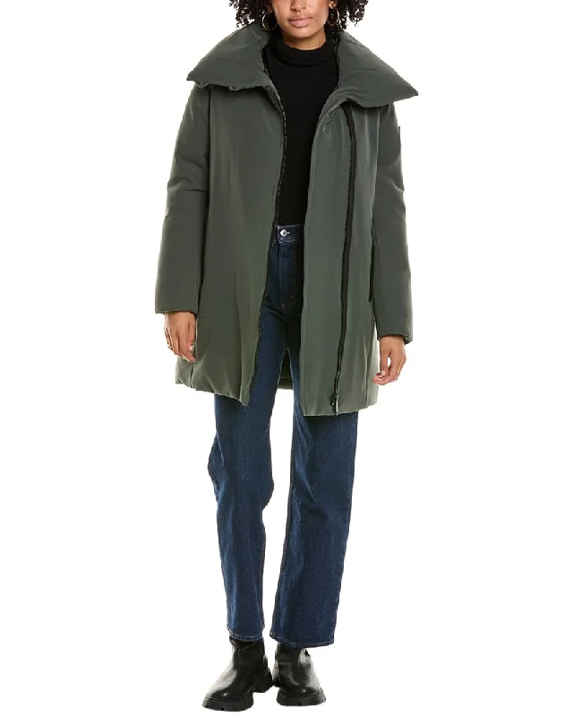 women's classic trench coats -Sam Edelman Asymmetrical Wing Collar Puffer Coat