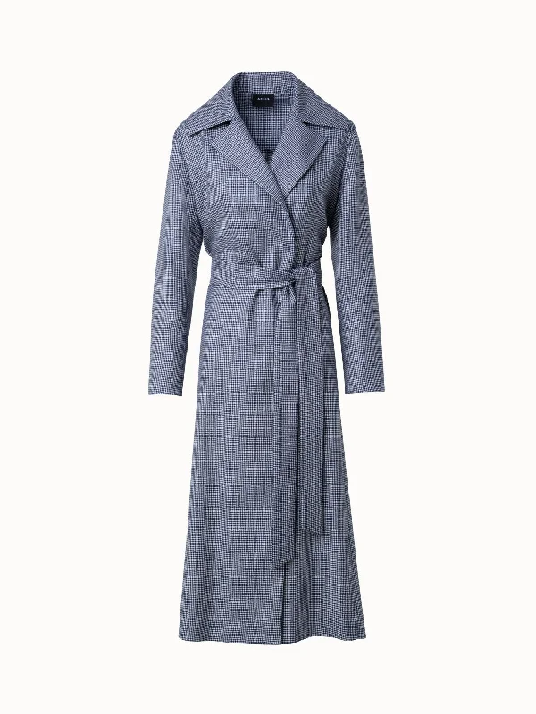 ladies' sherpa jackets -Long and Light Cashmere Coat in Houndstooth Design