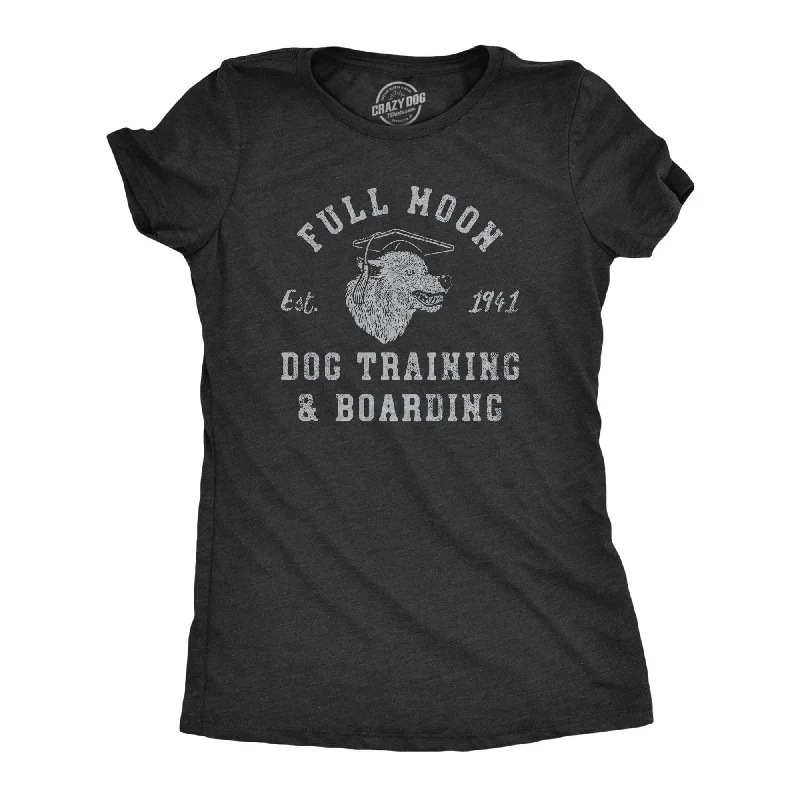 classic tops for women -Full Moon Dog Training And Boarding Women's T Shirt