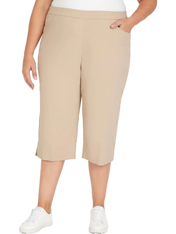 ladies' cotton shorts -Plus Womens Tummy Slimming Rayon Carpi Pants