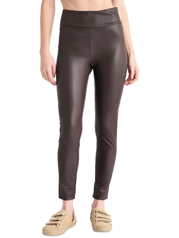 women's cargo pants -Womens Faux Leather High Rise Skinny Pants