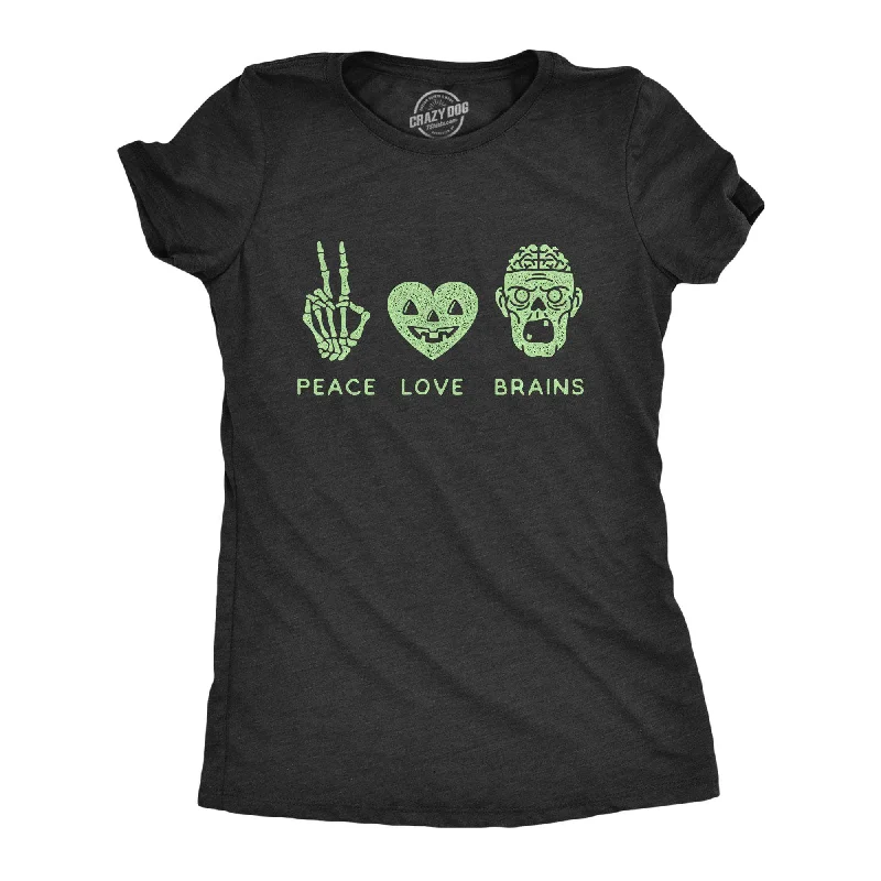 ladies' wrap blouses -Peace Love Brains Women's T Shirt