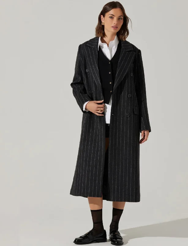 women’s belted blazers -Morana Coat, Grey Stripe