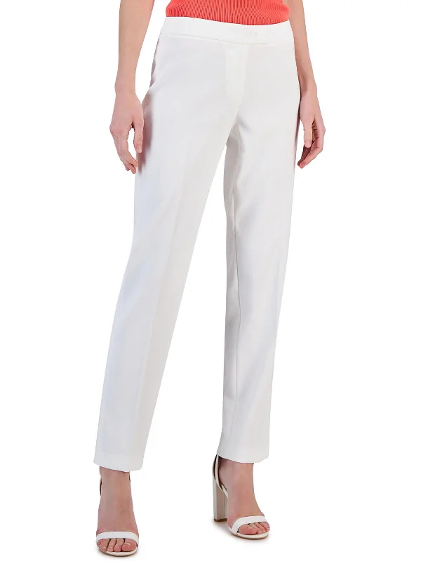 women's velvet pants -Womens Crepe Low Rise Straight Leg Pants