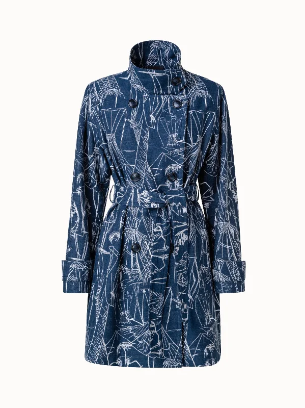 stylish trench coats for women -Denim Coat with Croquis Embroidery