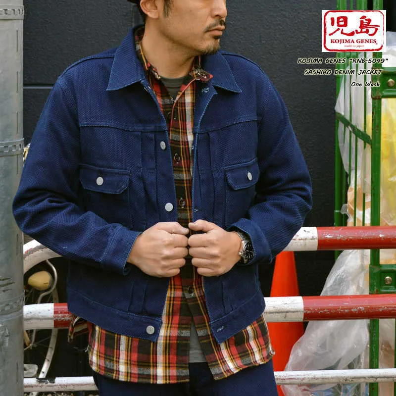 water-resistant jackets for women -KOJIMA GENES "RNB-5049" Sashiko Denim Jacket 2nd Type