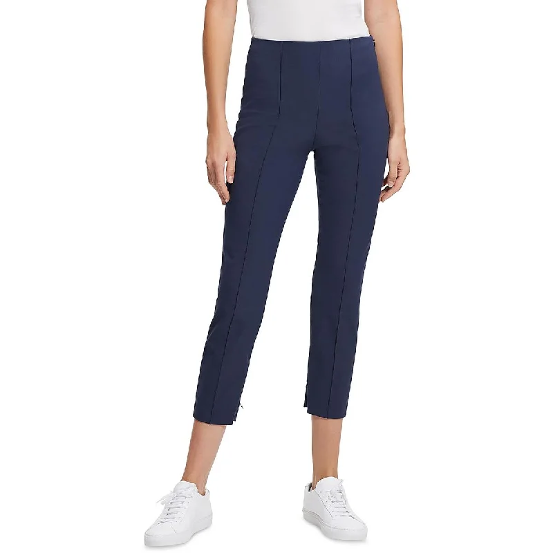 women's cropped leggings -Theory Womens Solid Pintuck Ankle Pants