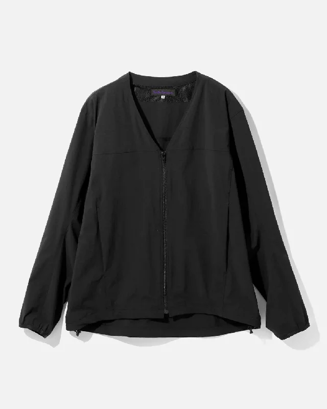 women’s structured blazers -W.U. V Neck Jac - Poly Ripstop - Black