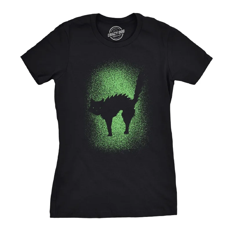 women's crochet tops -Glowing Cat Women's T Shirt