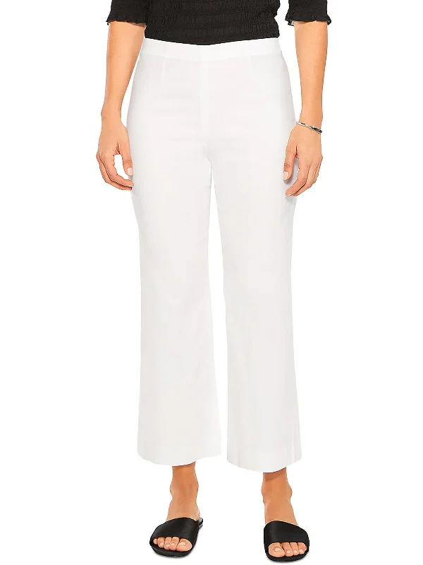 women's cut-off shorts -Womens Pin Tuck Rayon Wide Leg Pants