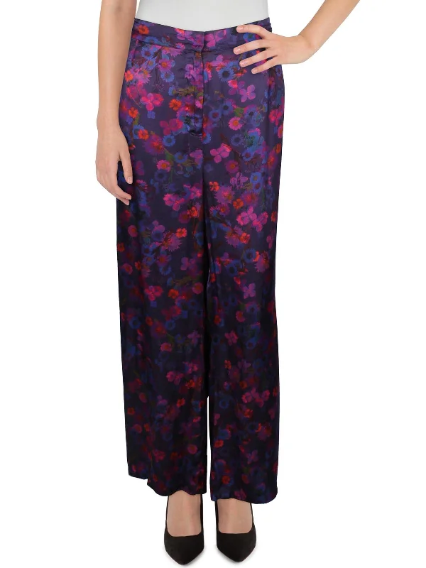 women's side-slit skirts -Claude Womens High Rise Wide Leg Palazzo Pants